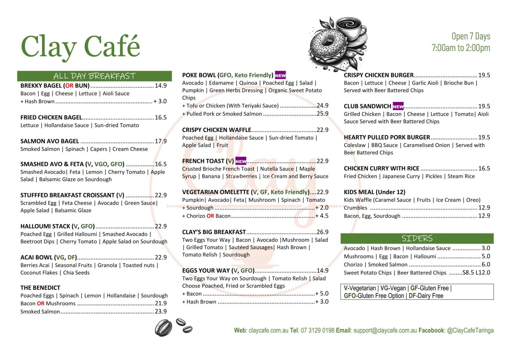 Clay Cafe Menu - Clay Cafe